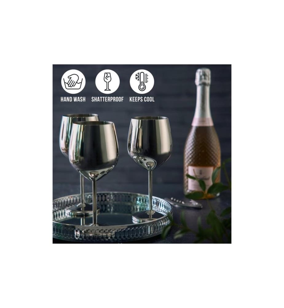 Oak & Steel Set de verres à vin 500 ml, 4 pièces, Argent
