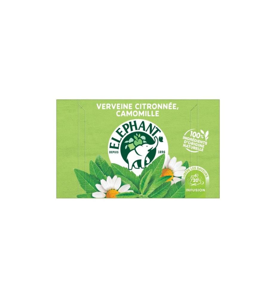 Eléphant - Sachet de thé Verveine Citronnée, Camomille 20 pièces