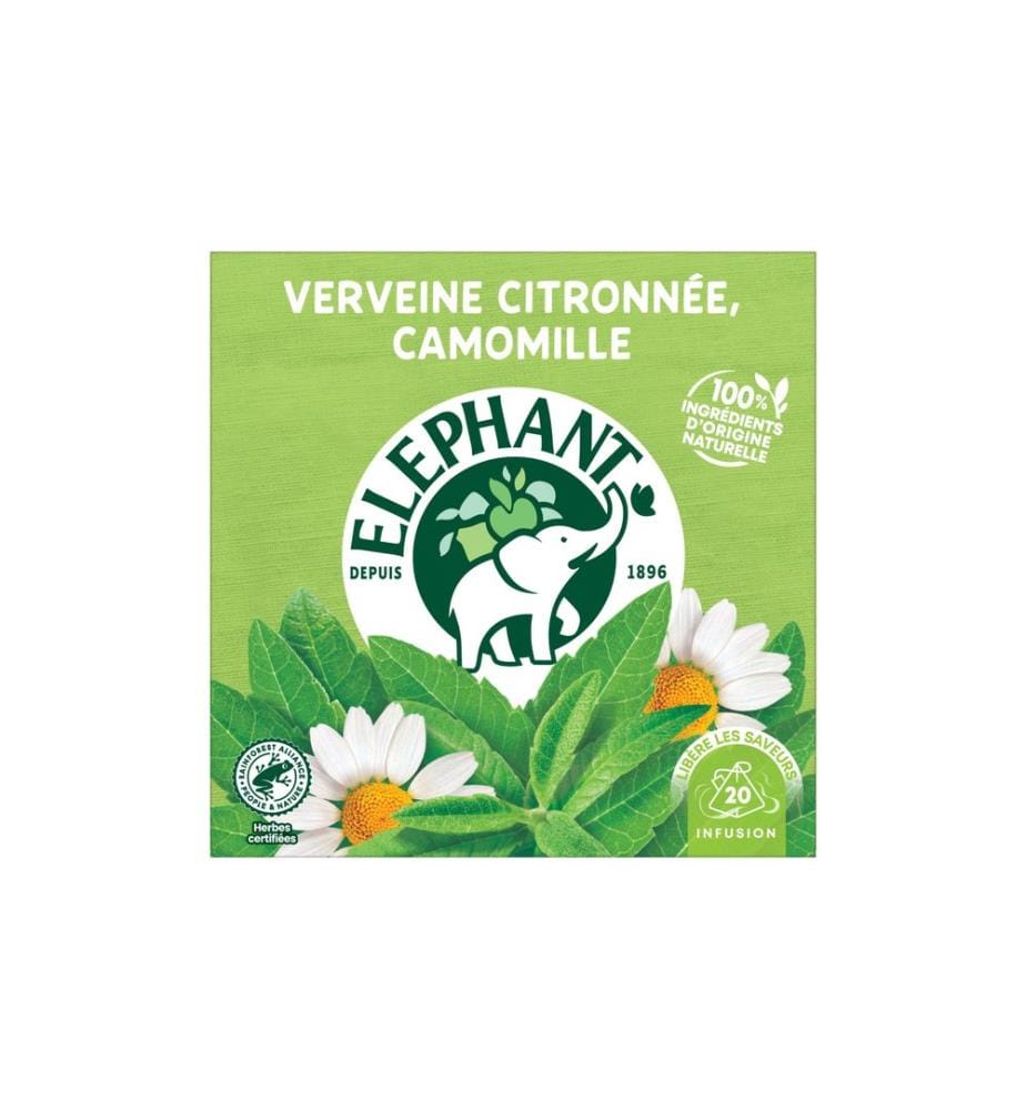 Eléphant - Sachet de thé Verveine Citronnée, Camomille 20 pièces