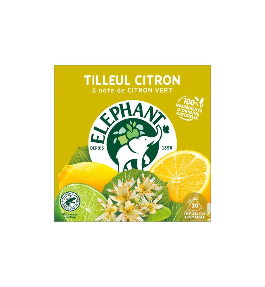 Eléphant - Sachet de thé Infusion Tilleul Citron 20 pièces