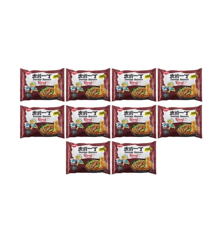 NISSIN FOOD - Soupe de nouilles au boeuf Demae Ramen 10 x 100 g