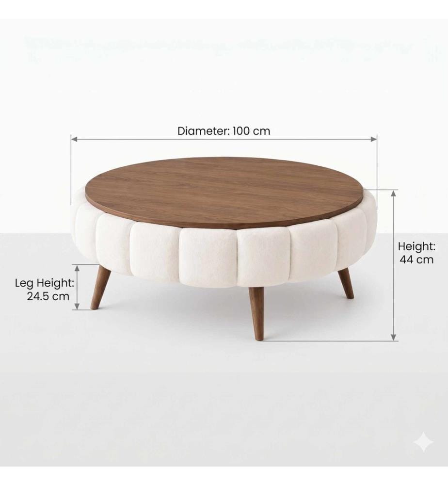 Table basse Yuvarlak - Blanc et Noyer