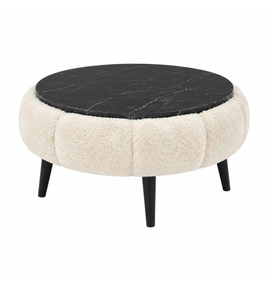 Table basse Papatya - Crème et Marbre noir