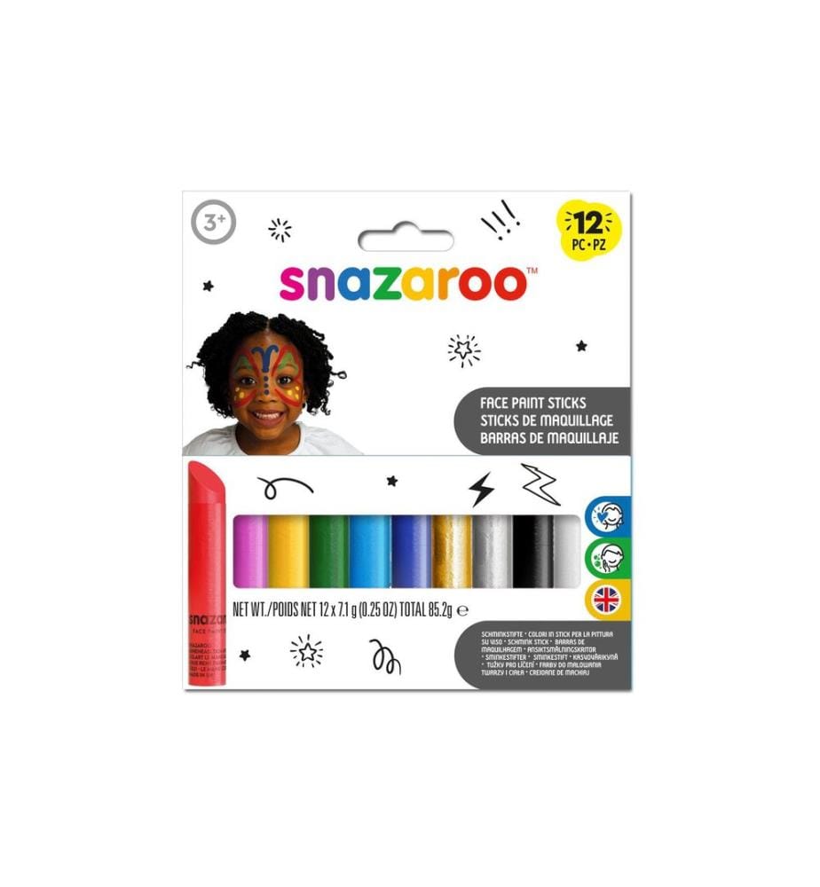 Snazaroo - Zubehör Schminkstifte farbig, 12 Stück