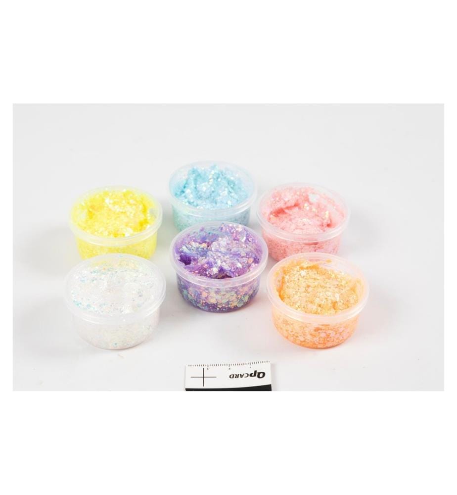 CREATIV COMPANY - Matière à modeler Glitter Clay 6 x 20 ml, couleurs pastel