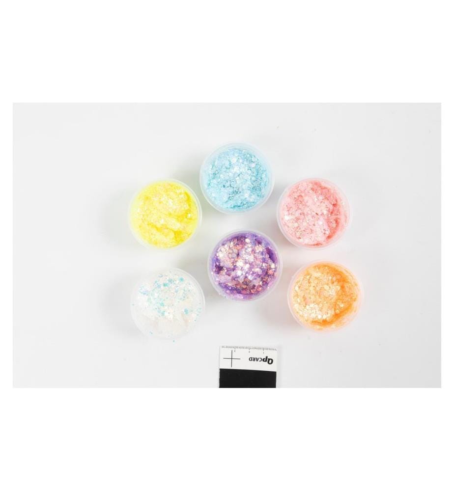 CREATIV COMPANY - Matière à modeler Glitter Clay 6 x 20 ml, couleurs pastel