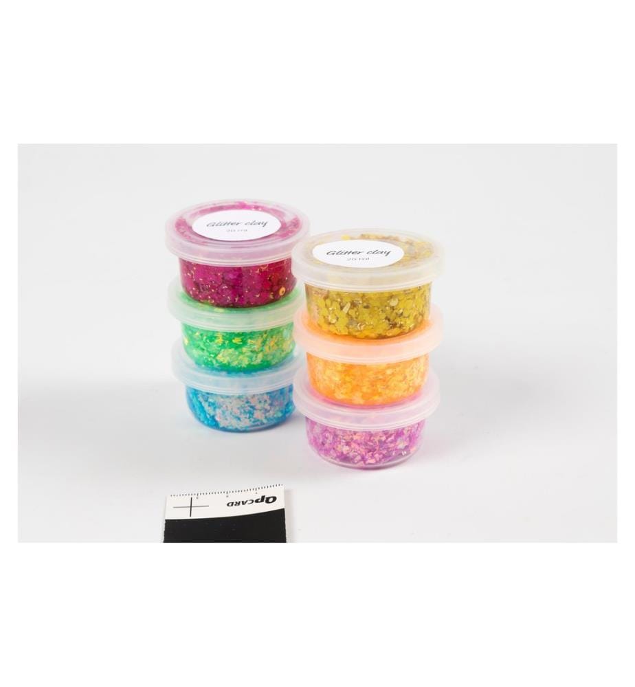 CREATIV COMPANY - Modelliermasse Glitter Clay 6 x 20 ml, Sortierte Farben