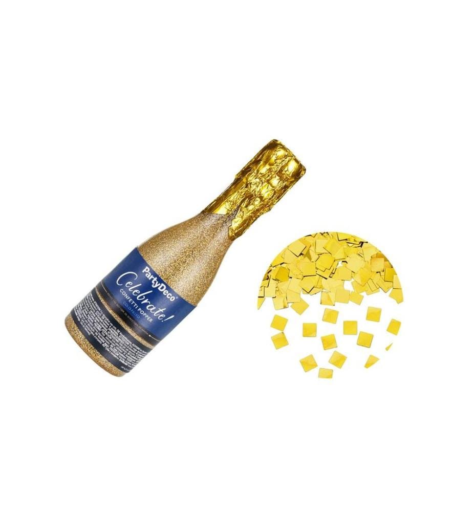 PARTYDECO - Champagner-Konfetti-Kanone, Gold, 20.5 cm