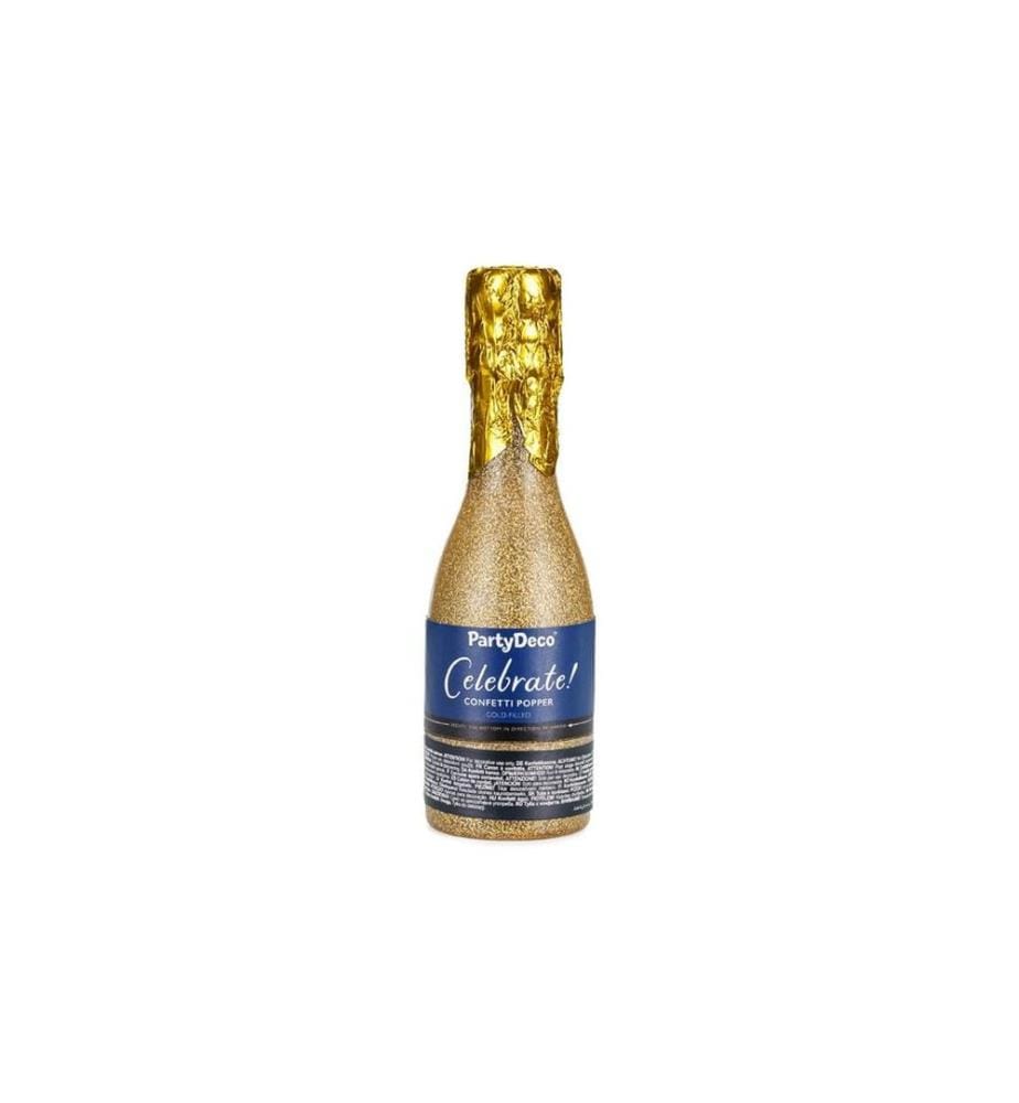 PARTYDECO - Champagner-Konfetti-Kanone, Gold, 20.5 cm