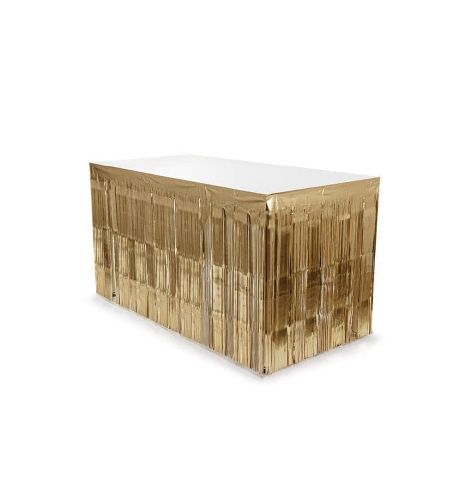 PARTYDECO - Tischumrandung Fransen 80 x 300 cm, Gold
