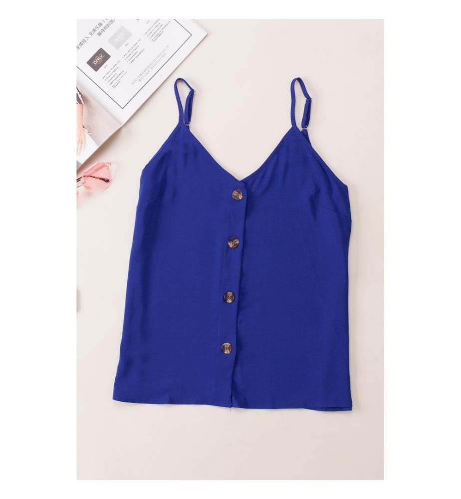 Canotta button-down con spalline blu