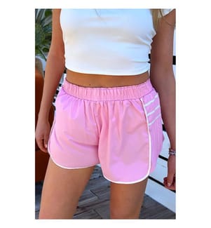 Short de sport décontracté à plis et bordures contrastées Bonbon