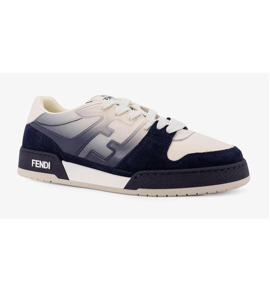Baskets en cuir avec empiècements en daim - Bleu et Blanc