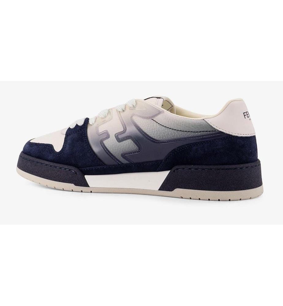 Baskets en cuir avec empiècements en daim - Bleu et Blanc