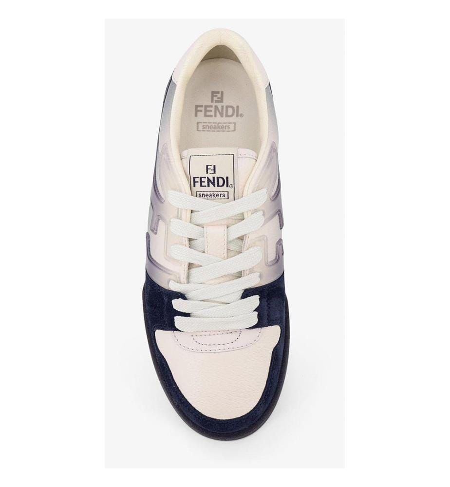 Baskets en cuir avec empiècements en daim - Bleu et Blanc