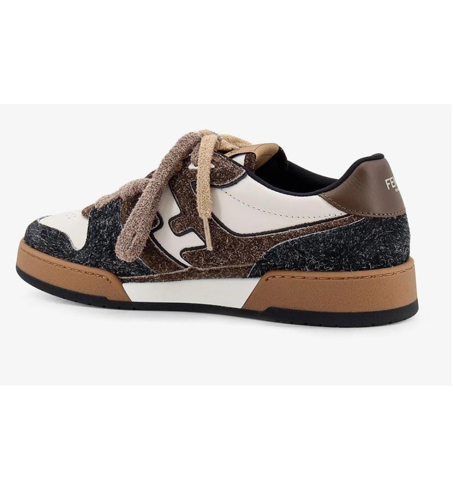 Baskets Match en cuir blanc et daim - Blanc, Beige et Gris