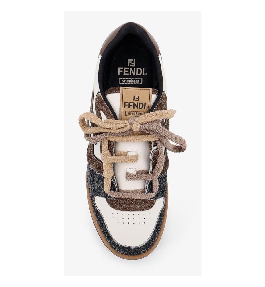 Baskets Match en cuir blanc et daim - Blanc, Beige et Gris