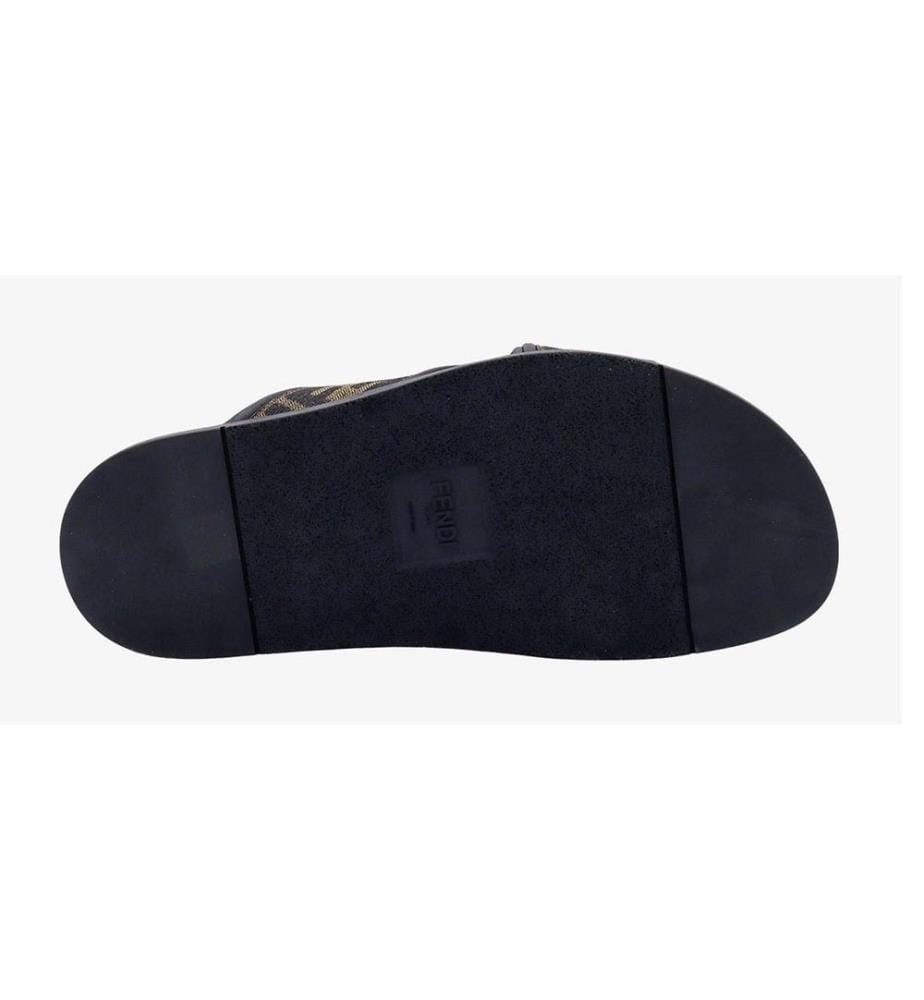 Mules en tissu jacquard FF - Noir et Marron