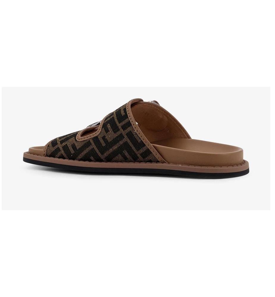 Mules « Feel » en tissu jacquard FF - Noir et Marron