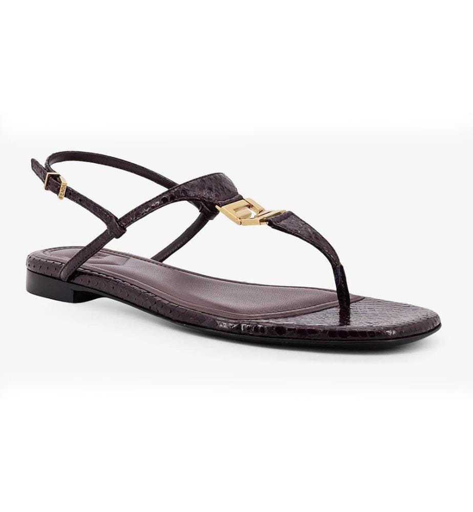 Sandales en cuir plissé - Marron Foncé