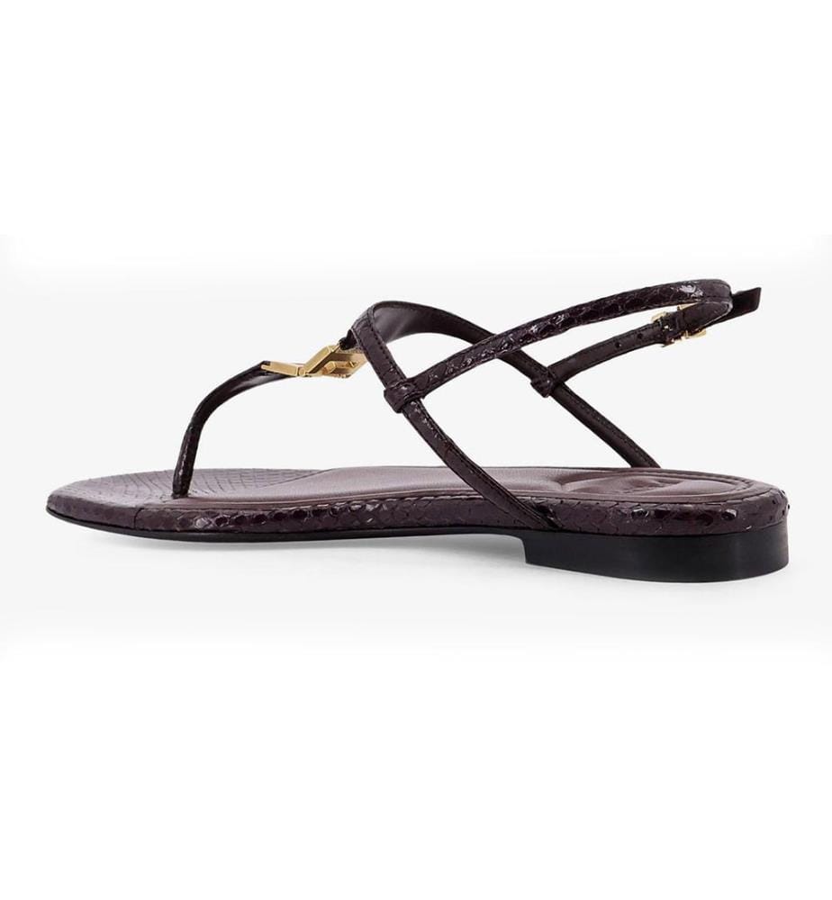 Sandales en cuir plissé - Marron Foncé