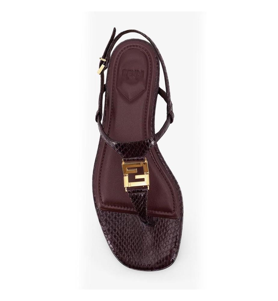 Sandales en cuir plissé - Marron Foncé