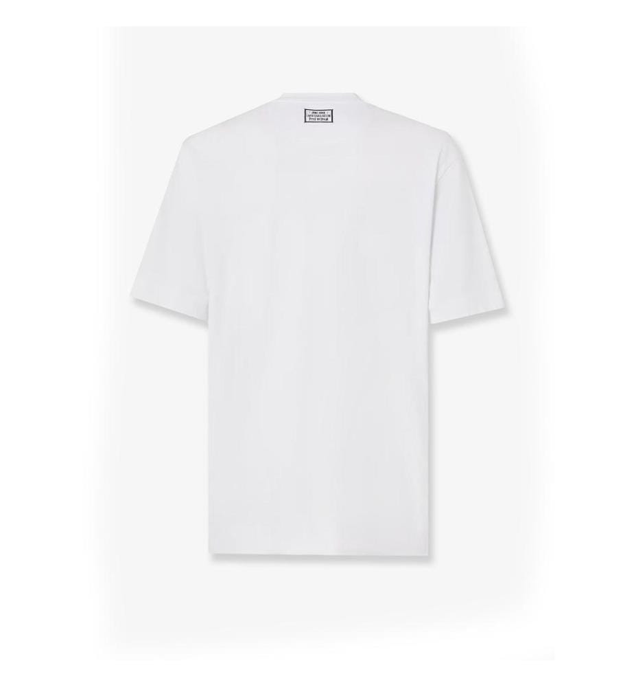 Baumwoll-T-Shirt mit „FF“-Stickerei – Weiss