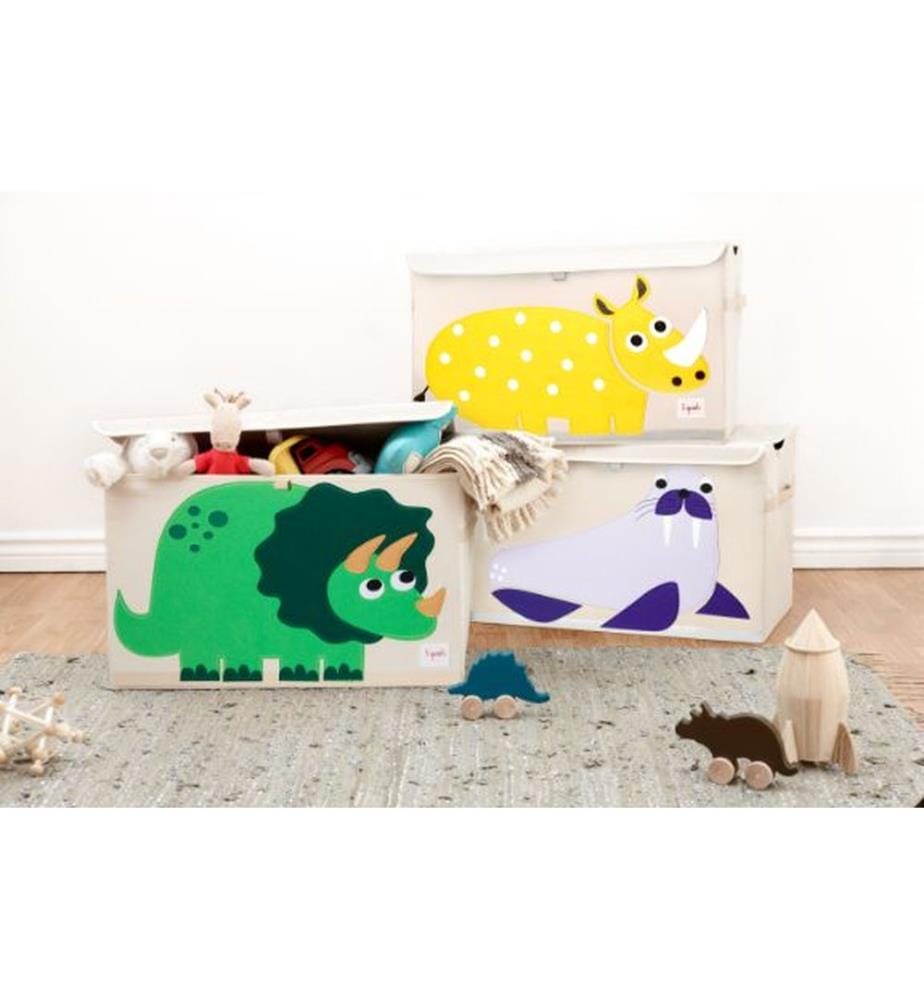 Boîte à Jouets Dinosaure - Crème et Vert