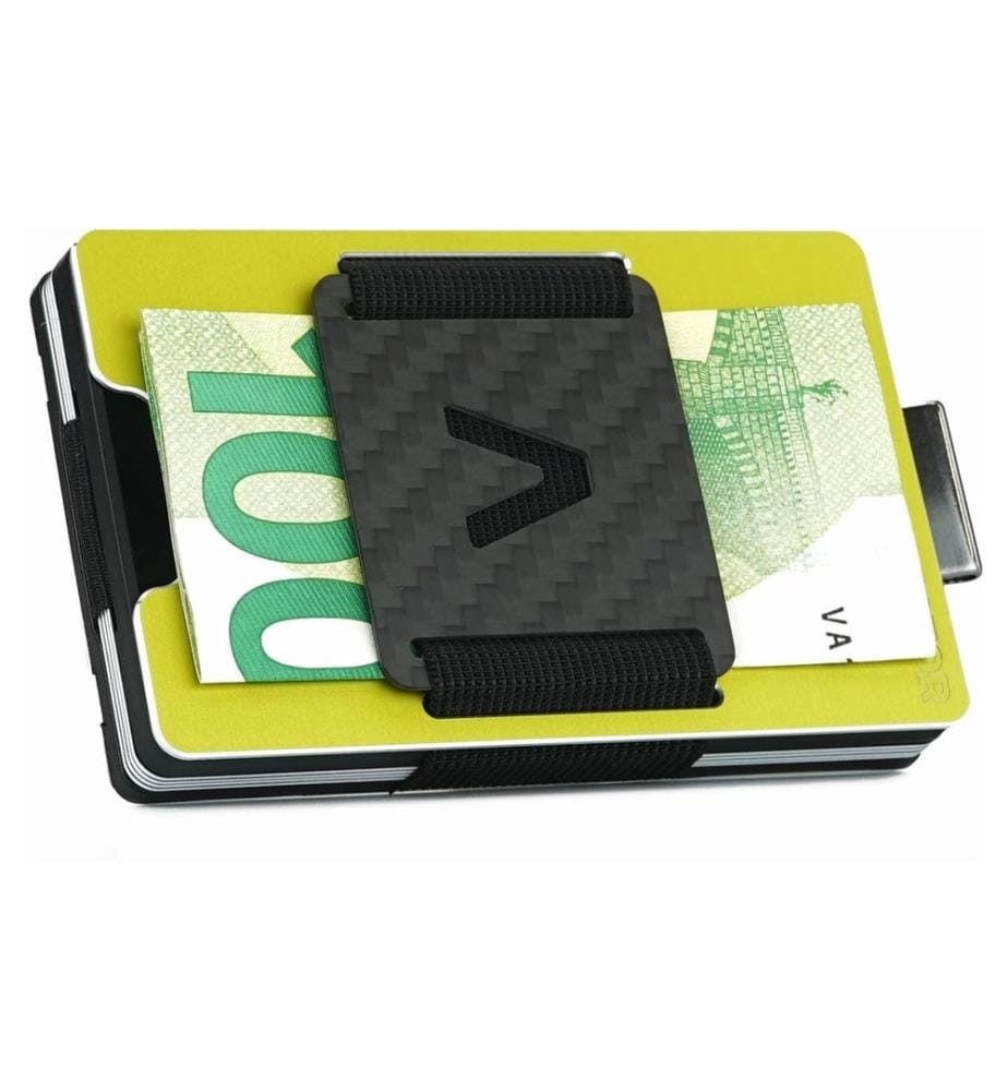 AVIATOR - Portefeuille SLIDE Carbon cash clip electric lime