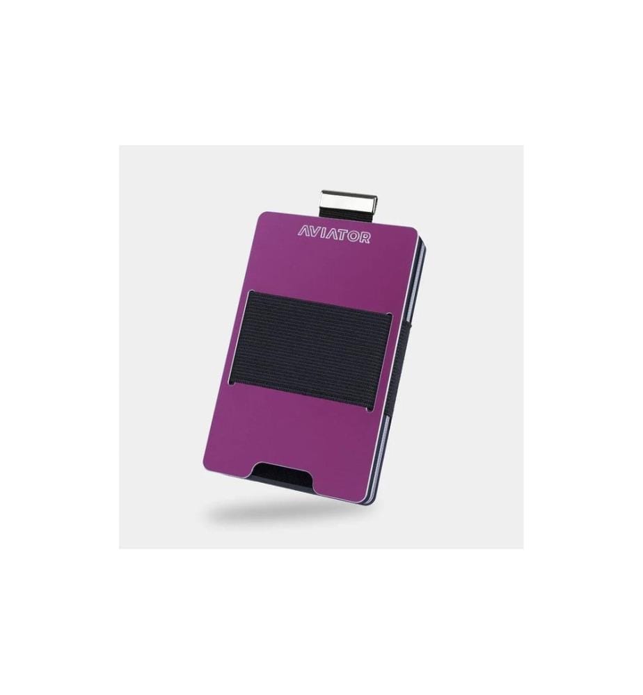 AVIATOR - Wallet SLIDE Metal cash clip purple berry