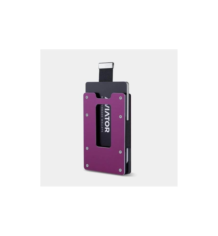 AVIATOR - Wallet SLIDE Metal cash clip purple berry