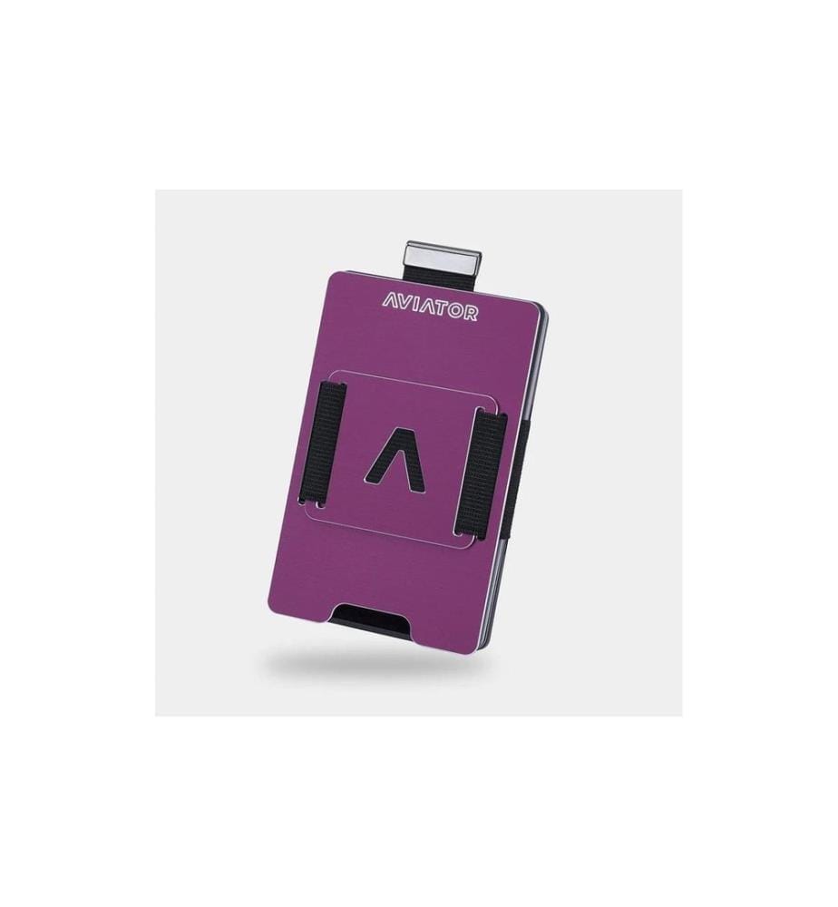 AVIATOR - Wallet SLIDE Metal cash clip purple berry