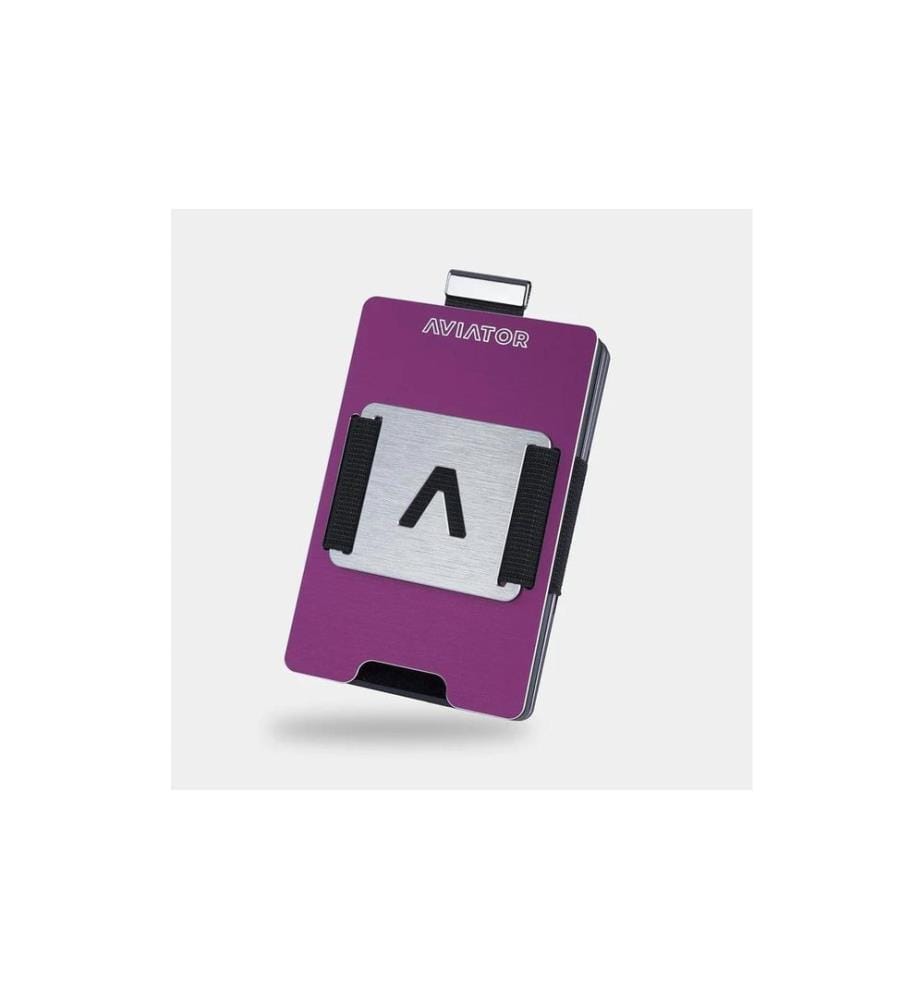 AVIATOR - Wallet SLIDE Metal cash clip purple berry