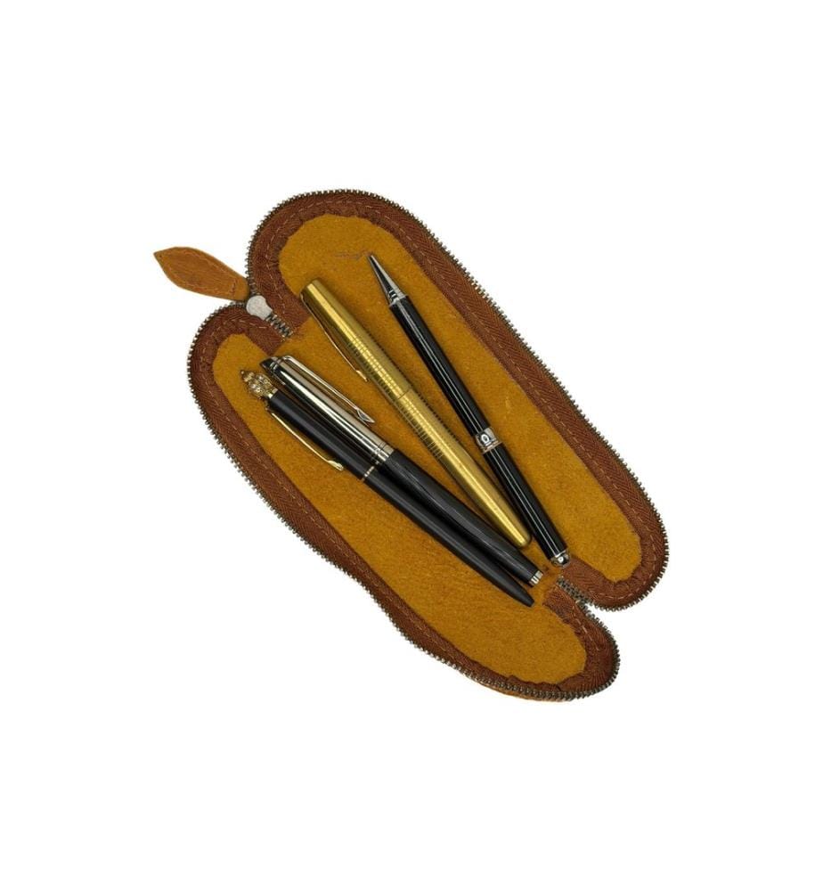 ALPENLEDER - Étui à crayons Drahdi, Cuir, cognac