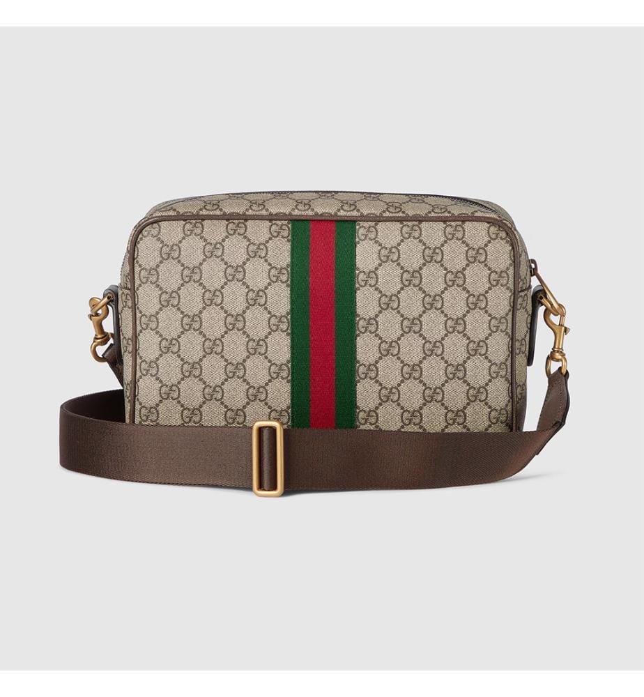 Sac Bandoulière Ophidia Medium - Beige et Brun Foncé
