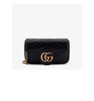 Mini-Schultertasche aus Leder - GG Marmont - Schwarz