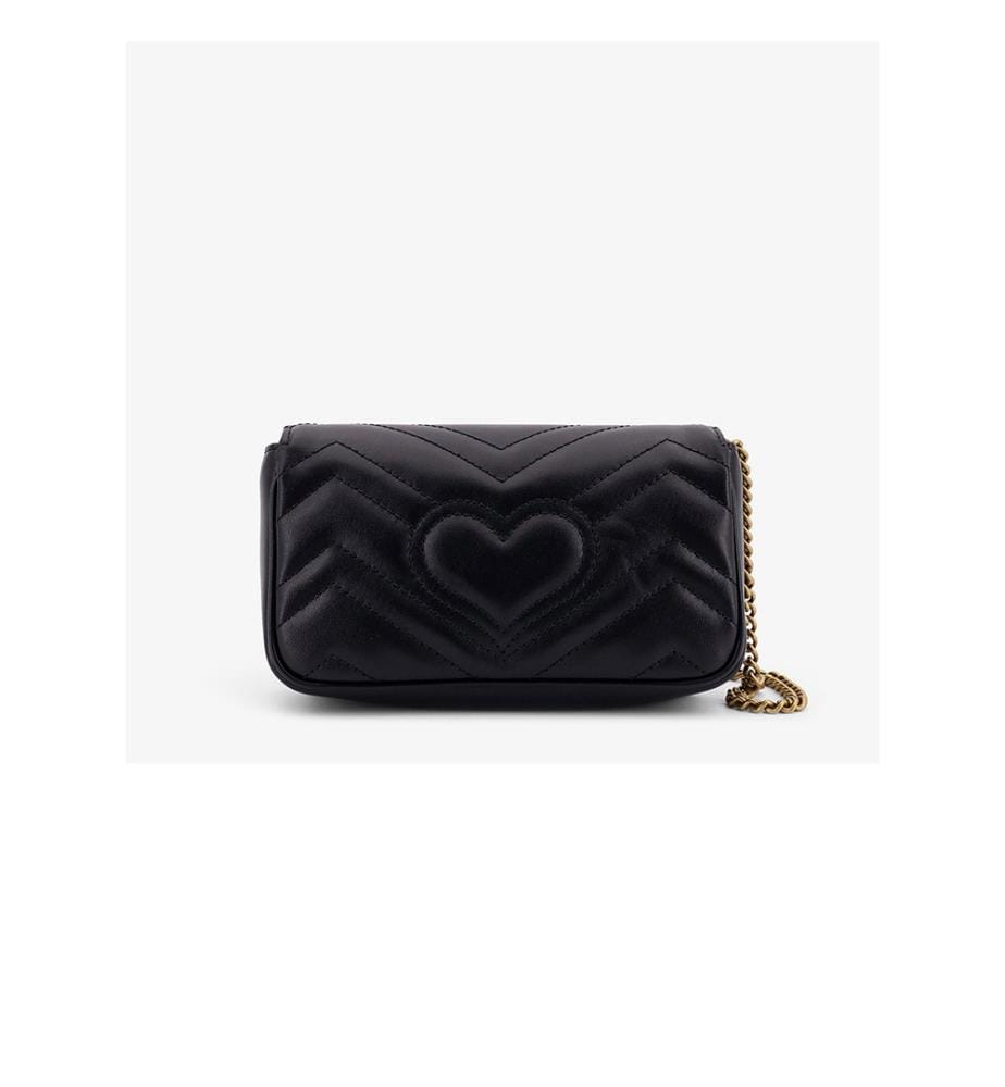 Mini-Schultertasche aus Leder - GG Marmont - Schwarz