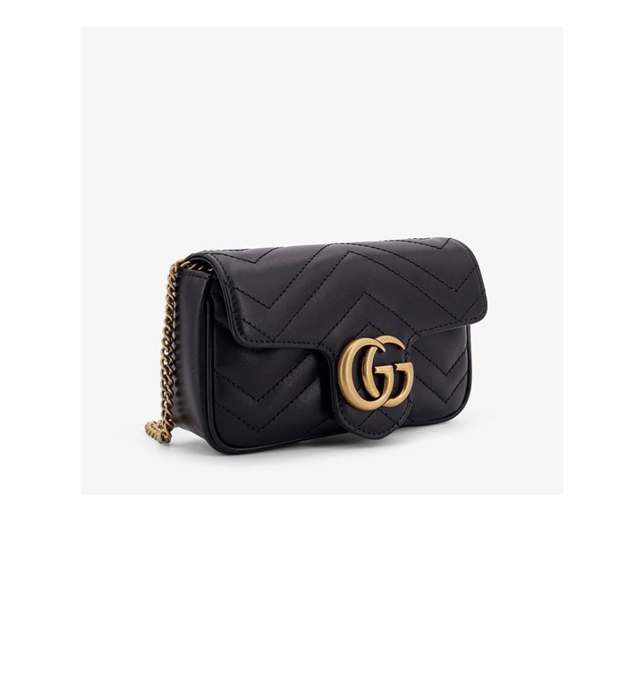 Mini-Schultertasche aus Leder - GG Marmont - Schwarz