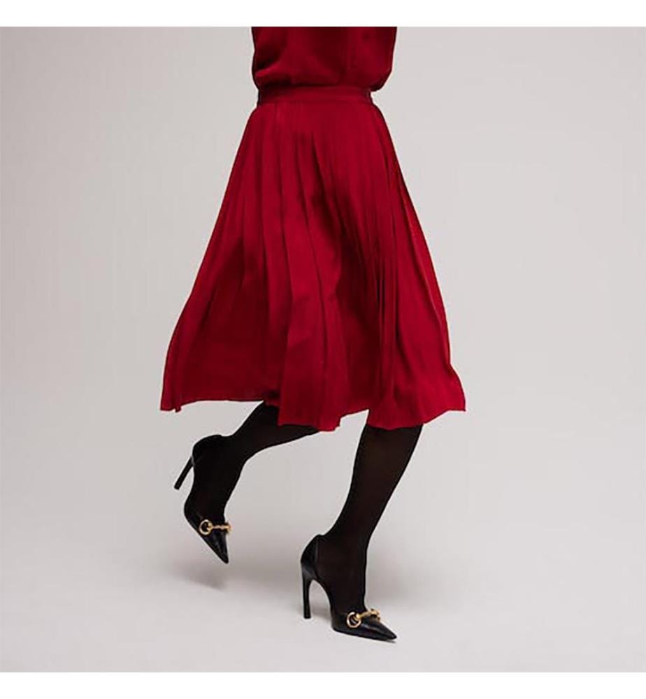 Jupe midi en soie jacquard chaîne Interlocking G - Rouge