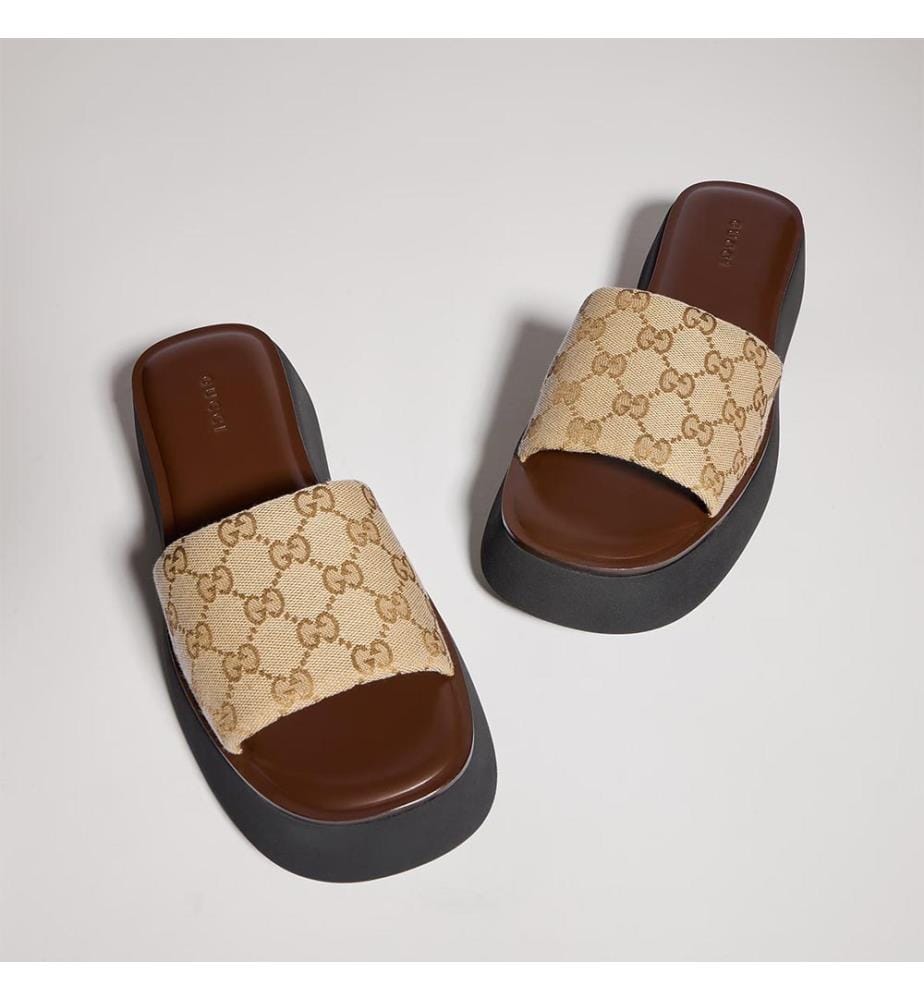 Sandales plateforme femme - Beige