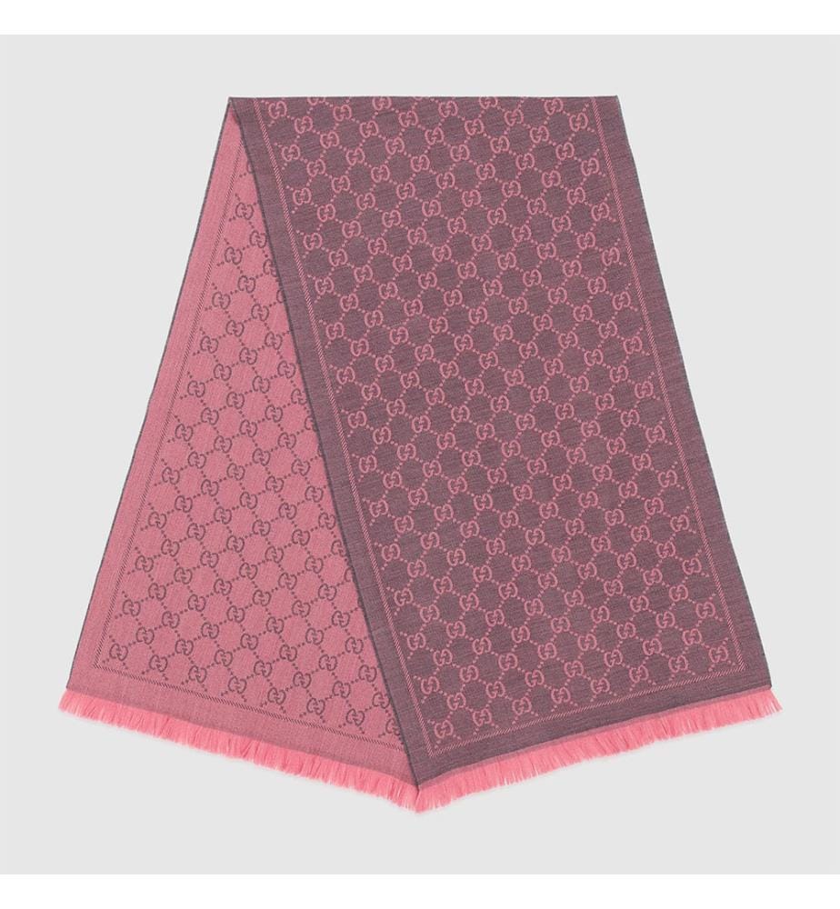 Écharpe en laine  - Gris anthracite et rose