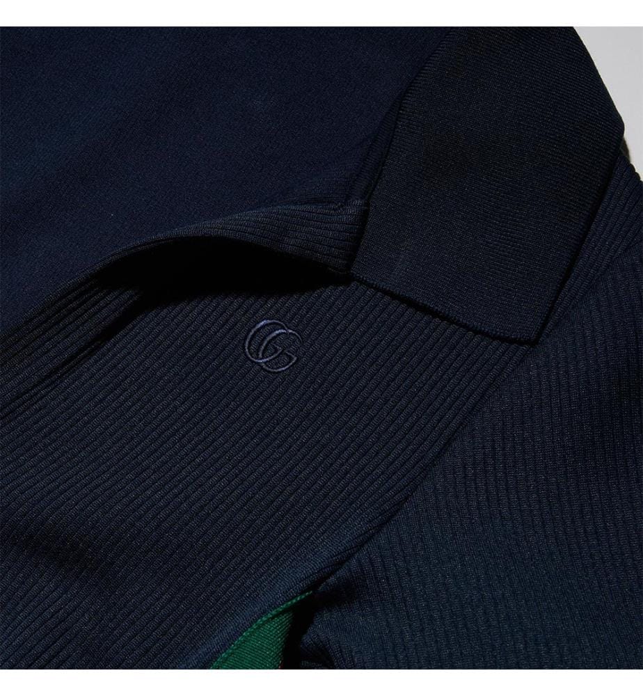 Robe en jersey côtelé avec bande Web - Bleu foncé