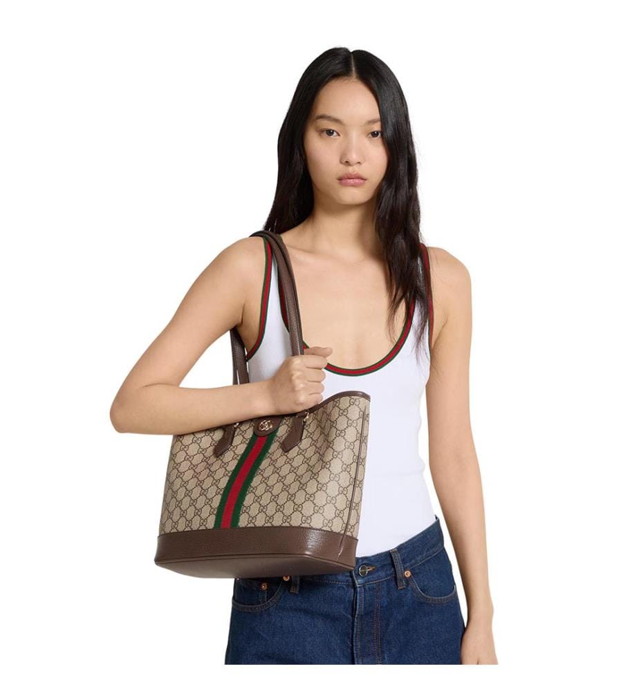 Sac cabas Ophidia - Beige et marron foncé