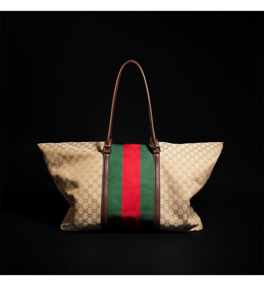 Sac de voyage  avec bande Web - Beige et marron foncé