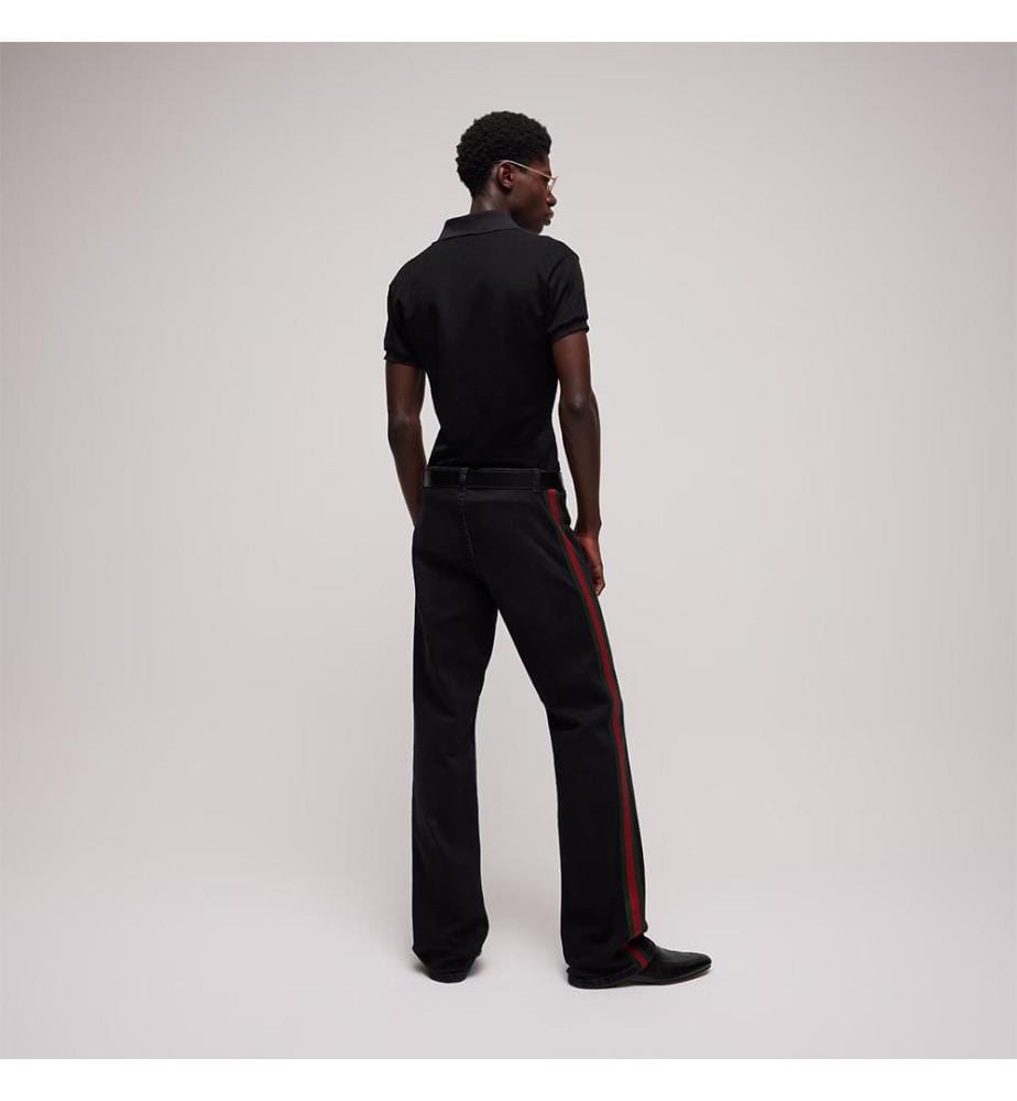 Polo en jersey technique jacquard  - Noir