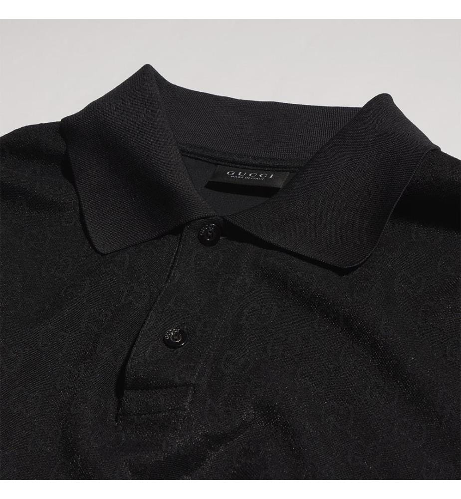 Polo en jersey technique jacquard  - Noir