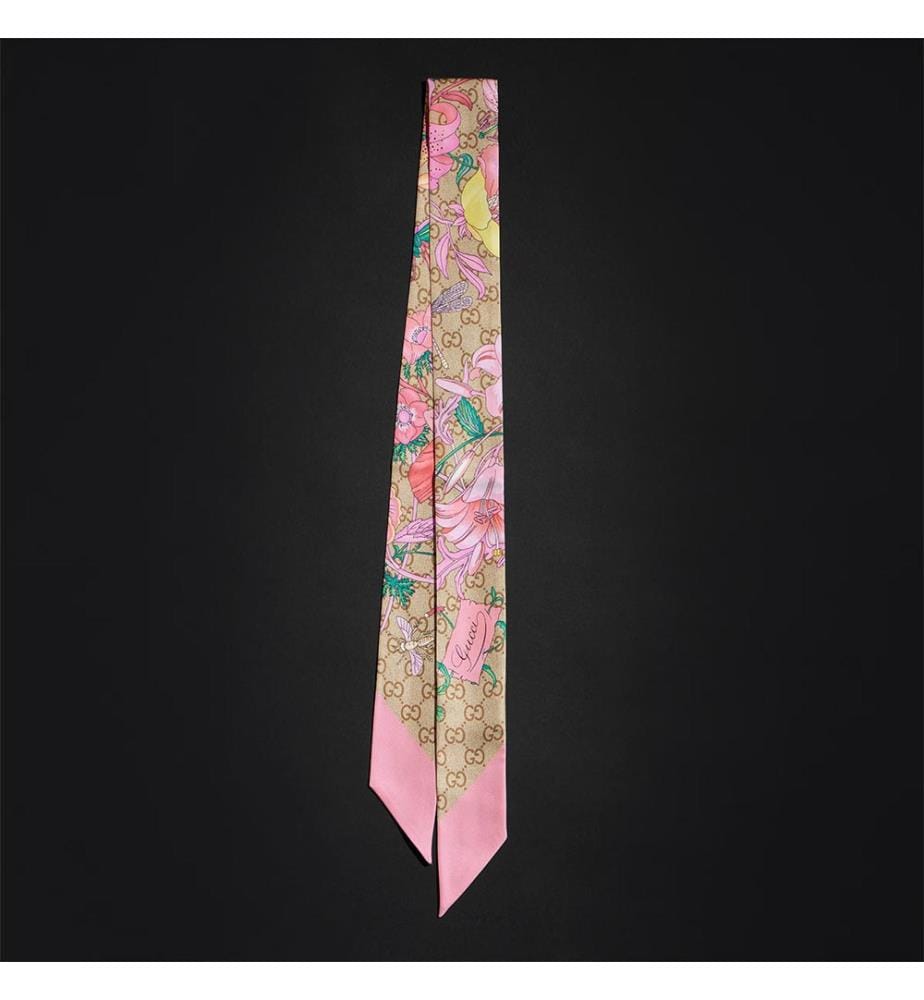 Ruban en soie imprimée - Rose