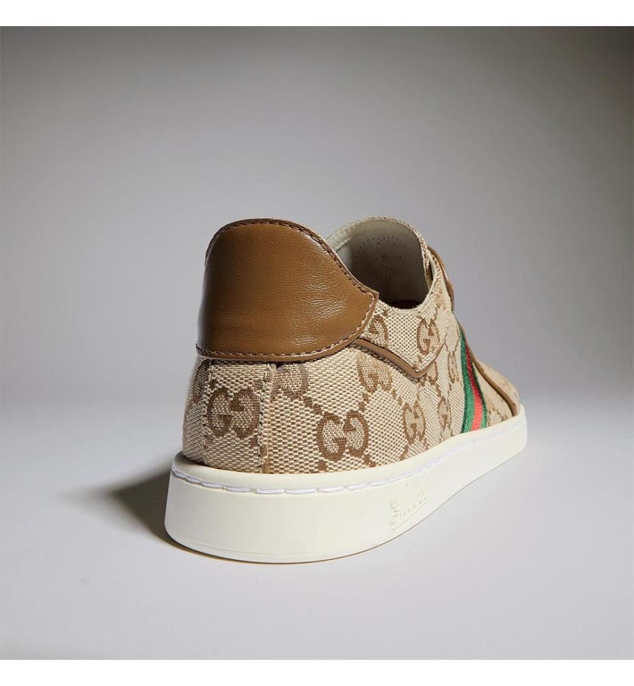 Baskets basses Stretch femme - Beige et marron foncé