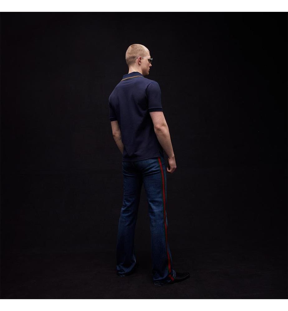 Polo piqué en coton - Bleu foncé