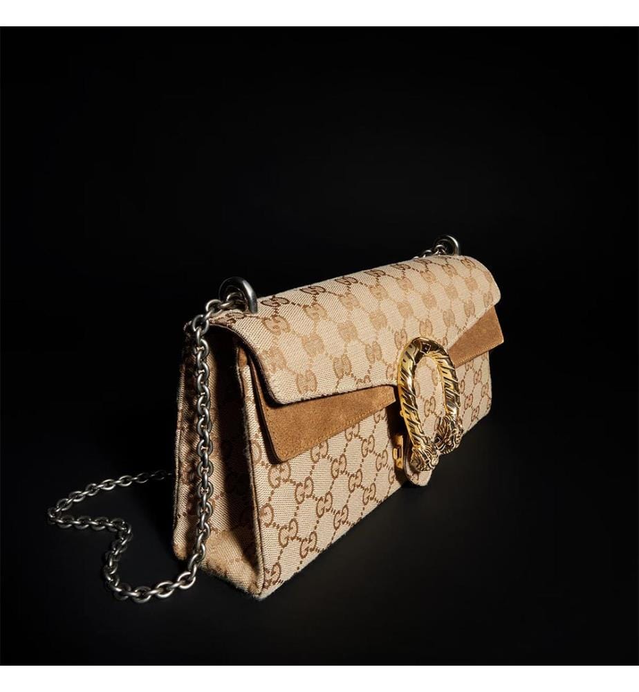 Dionysus-Umhängetasche – Beige und Dunkelbraun